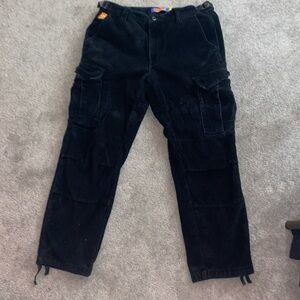 Black Corduroy Cargo Pants